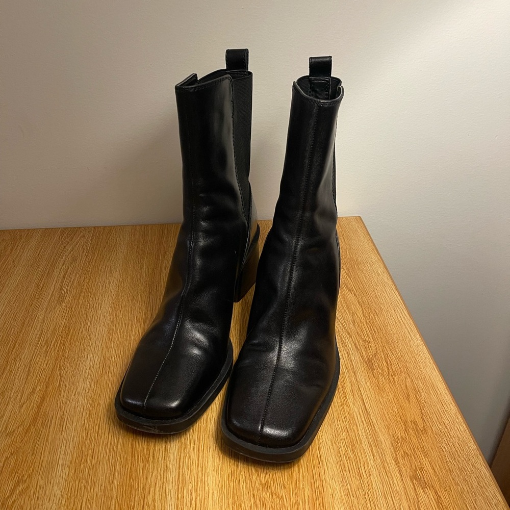 Zara black leather boots